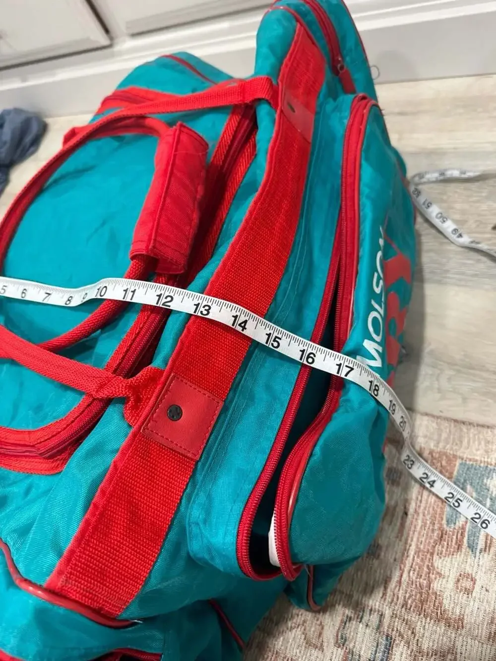 Vintage Molson Dry Special Dry Duffel Bag Teal Red Retro Gym Travel Weekender